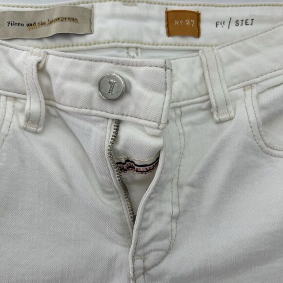 Pilcro and The Letterpress Jean Shorts Womens 27 White Denim Stet Stretch Anthro - Picture 3 of 12